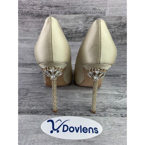 Badgley Mischka Womens Peep Toe Pumps With Crystal Heel Size 9.5 - Picture 3 of 5